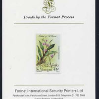 St Vincent 1985 Orchids 45c imperf proof mounted on Format International proof card