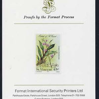 St Vincent 1985 Orchids 45c imperf proof mounted on Format International proof card