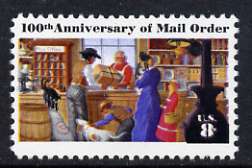United States 1972 8c Centenary of Mail Order Business with colour shift showing 'Cat with Two Tails' flaw, unmounted mint SG 1473 var