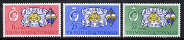 Trinidad & Tobago 1964 Golden Jubilee of Trinidad & Tobago Girl Guides' Association set of 3 unmounted mint, SG 308-10