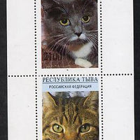 Touva 1995 (April) Domestic Cats perf souvenir sheet containing 2 values unmounted mint