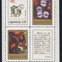 Yugoslavia 1990 Obligatory Tax - Solidarity Week 3 vals plus label in perf and imperf sheetlet issued for sale in folders,,unmounted mint as SG 2632-34