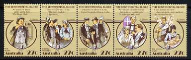 Australia 1983 Folklore 'The Sentimental Bloke' (humurous poem by C J Dennis) se-tenant strip of 5 unmounted mint, SG 890a