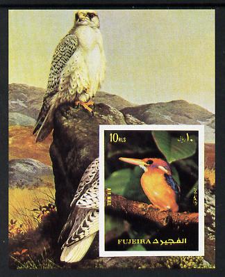 Fujeira 1972 Tropical Birds imperf m/sheet Falcon & Kingfisher unmounted mint (Mi BL 138B)