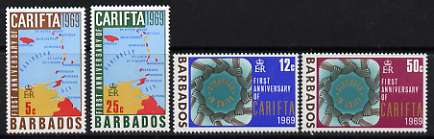 Barbados 1969 1st Anniversary of CARIFTA set of 4 unmounted mint, SG 386-89