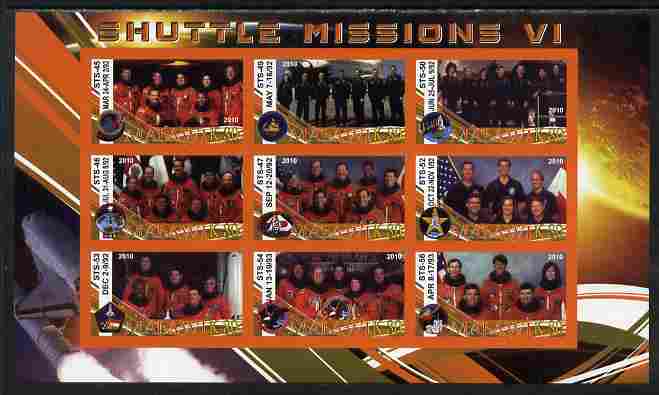 Malawi 2010 Space Shuttle Missions #06 imperf sheetlet containing 9 values unmounted mint