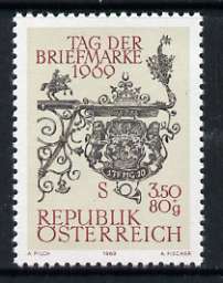 Austria 1969 Post-house Sign 3s50 + 80g Stamp Day unmounted mint, SG 1571