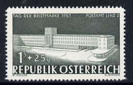 Austria 1957 1s + 25g Stamp Day (Post Office, Linz) unmounted mint, SG 1327