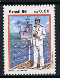 Brazil 1986 50c Lt Commander 1930, from Military Uniforms set of 2, unmounted mint, SG 2264