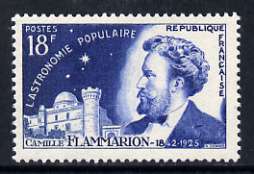 France 1956 18f Camille Flammarion (Astronomer), from French Scientists set of 4, unmounted mint, SG 1282