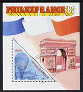Nicaragua 1982 Mont Golfiere 15 cor triangular in m/sheet issued for Philexfrance 82 fine cto used, SG MS 2367