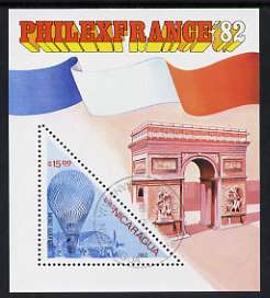Nicaragua 1982 Mont Golfiere 15 cor triangular in m/sheet issued for Philexfrance 82 fine cto used, SG MS 2367