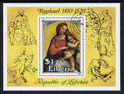Liberia 1983 Christmas 500th Birth Anniversary of Raphael m/sheet fine cto used, SG MS 1563