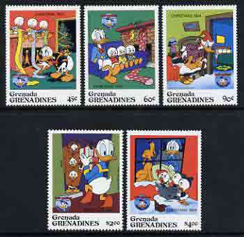 Grenada - Grenadines 1984 Christmas set of 5 featuring Donald Duck, nephews and Pluto unmounted mint, SG 639-44