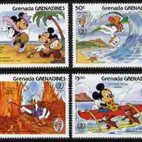 Grenada - Grenadines 1985 150th Birth Anniversary Mark Twain set of 4 with Disney characters illustrating scenes from "Letters from Hawaii" unmounted mint, SG 716-19
