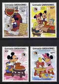Grenada - Grenadines 1985 Birth Bicentenaries of Grimm Brothers set of 4 with Disney characters illustrating scenes from 