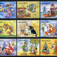 Anguilla 1984 Christmas set of 9 with Disney characters illustrating National Christmas scenes unmounted mint, SG 636-44