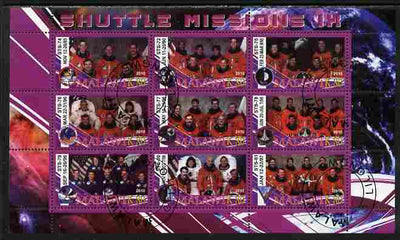 Malawi 2010 Space Shuttle Missions #09 perf sheetlet containing 9 values fine cto used