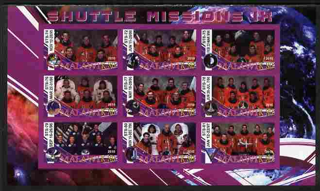 Malawi 2010 Space Shuttle Missions #09 imperf sheetlet containing 9 values unmounted mint