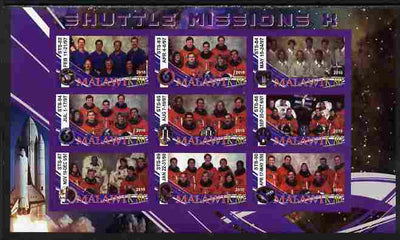 Malawi 2010 Space Shuttle Missions #10 imperf sheetlet containing 9 values unmounted mint