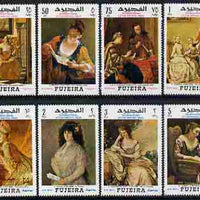 Fujeira 1968 International Letter Writing Week set of 8 paintings depicting reading and writing of letters unmounted mint, Mi 276-83