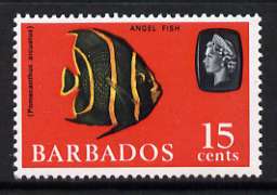 Barbados 1966-69 Grey Angel Fish 15c (wmk sideways) unmounted mint, SG 350