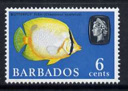 Barbados 1966-69 Spot-finned Butterflyfish 6c (wmk sideways) unmounted mint, SG 347