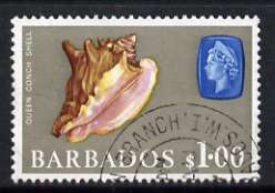 Barbados 1966-69 Queen Conch Shell $1 (wmk sideways) fine used, SG 354