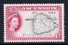 Ascension 1956 Map 1d black and magenta unmounted mint, SG 58*
