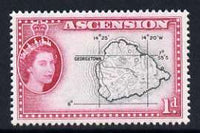 Ascension 1956 Map 1d black and magenta unmounted mint, SG 58*