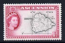 Ascension 1956 Map 1d black and magenta unmounted mint, SG 58*