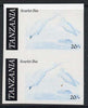 Tanzania 1986 John Audubon 20s in unmounted mint imperf colour proof pair in blue & black (SG 466)