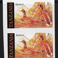 Tanzania 1986 John Audubon 5s in unmounted mint imperf colour proof pair in all 4 colours but blue virtually missing (SG 464)