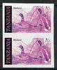 Tanzania 1986 John Audubon 5s in unmounted mint imperf colour proof pair in magenta, blue & black (SG 464)