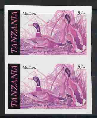 Tanzania 1986 John Audubon 5s in unmounted mint imperf colour proof pair in magenta, blue & black (SG 464)