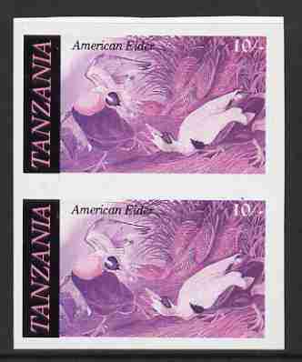 Tanzania 1986 John Audubon 10s in unmounted mint imperf colour proof pair in magenta, blue & black (SG 465)