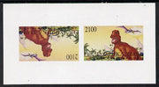 Touva 1995 Prehistoric Animals souvenir sheet containing 2100 value arranged tete-beche (imperf) unmounted mint