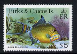 Turks & Caicos Islands 1978-83 Queen Triggerfish $5 unmounted mint, SG 528A