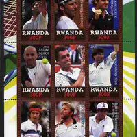 Rwanda 2010 Great Tennis Players - Men perf sheetlet containing 9 values unmounted mint