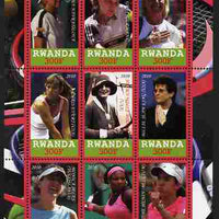 Rwanda 2010 Great Tennis Players - Women perf sheetlet containing 9 values unmounted mint