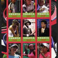 Rwanda 2010 Great Tennis Players - Women imperf sheetlet containing 9 values unmounted mint