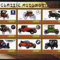 Rwanda 2010 Classic Cars #1 perf sheetlet containing 9 values unmounted mint