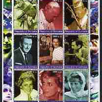 Somalia 2002 Personalities of the 20th Century #1 perf sheetlet containing 9 values, fine cto used (Pope, Walt Disney & Princess Diana)