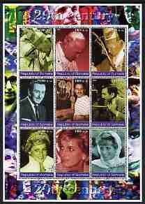 Somalia 2002 Personalities of the 20th Century #1 perf sheetlet containing 9 values, fine cto used (Pope, Walt Disney & Princess Diana)