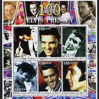 Benin 2002 Birth Centenary of Walt Disney perf sheetlet containing 6 values showing Elvis (with Disney in borders) fine cto used