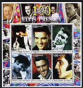 Benin 2002 Birth Centenary of Walt Disney perf sheetlet containing 6 values showing Elvis (with Disney in borders) fine cto used