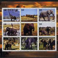 Karakalpakia Republic 2000 Elephants perf sheetlet containing set of 9 values unmounted mint