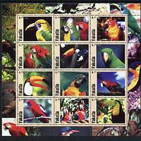 Sakha (Yakutia) Republic 2001 Parrots perf sheetlet containing set of 12 values unmounted mint