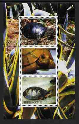 Karachaevo-Cherkesia Republic 2000 Tortoises perf sheetlet (vert) containing 3 values, unmounted mint