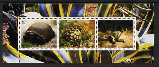 Karachaevo-Cherkesia Republic 2000 Tortoises perf sheetlet (horiz) containing 3 values, unmounted mint